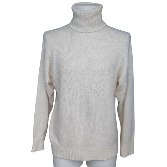 Bay Club SZ M Cream Silk, Angora Rabbit, Nylon & Lambswool Turtleneck Sweater - Picture 1 of 16